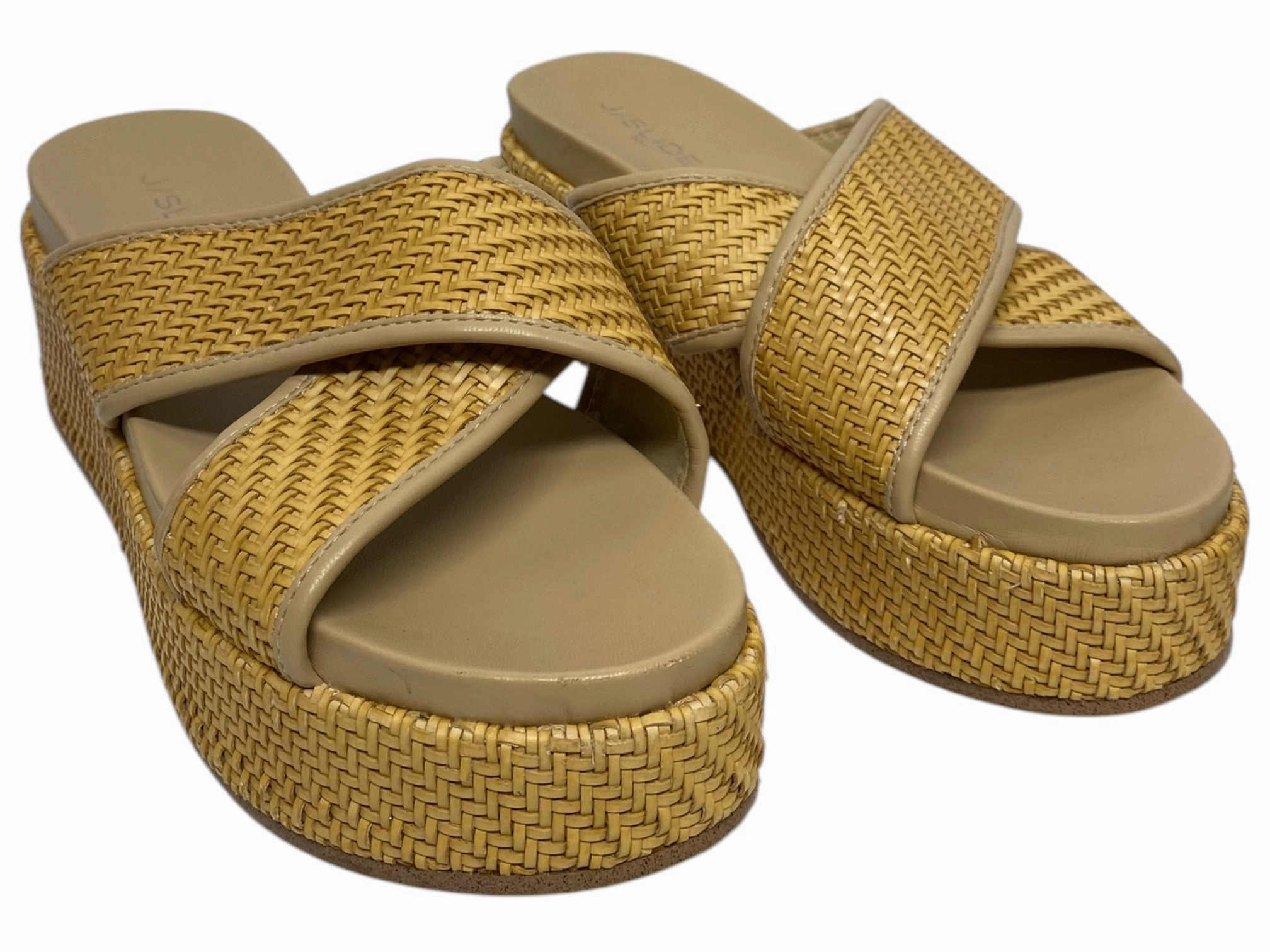 Sandals Heels Platform By J Slides In Tan, Size: 9