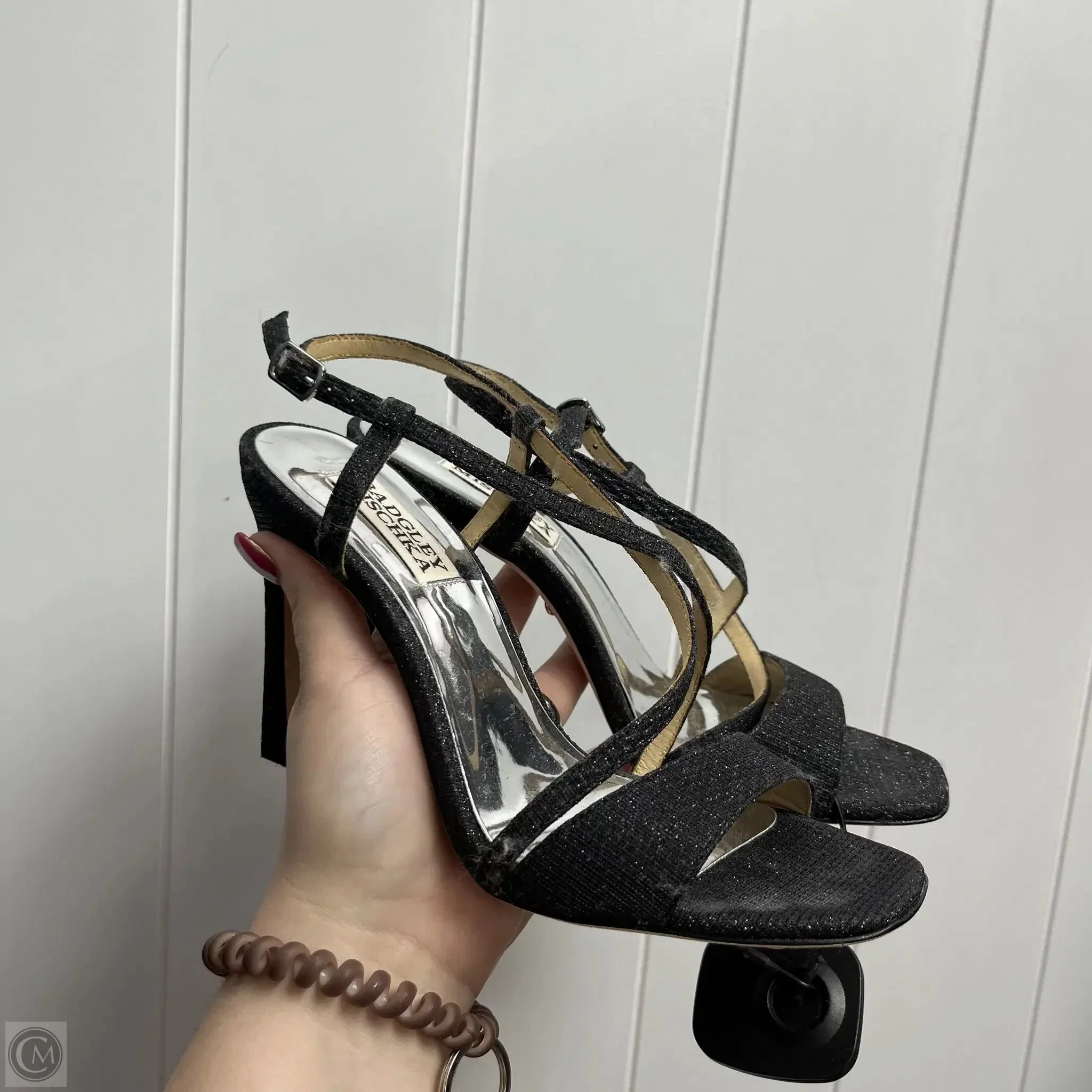 Sandals Heels Stiletto By Badgley Mischka In Black, Size: 6.5