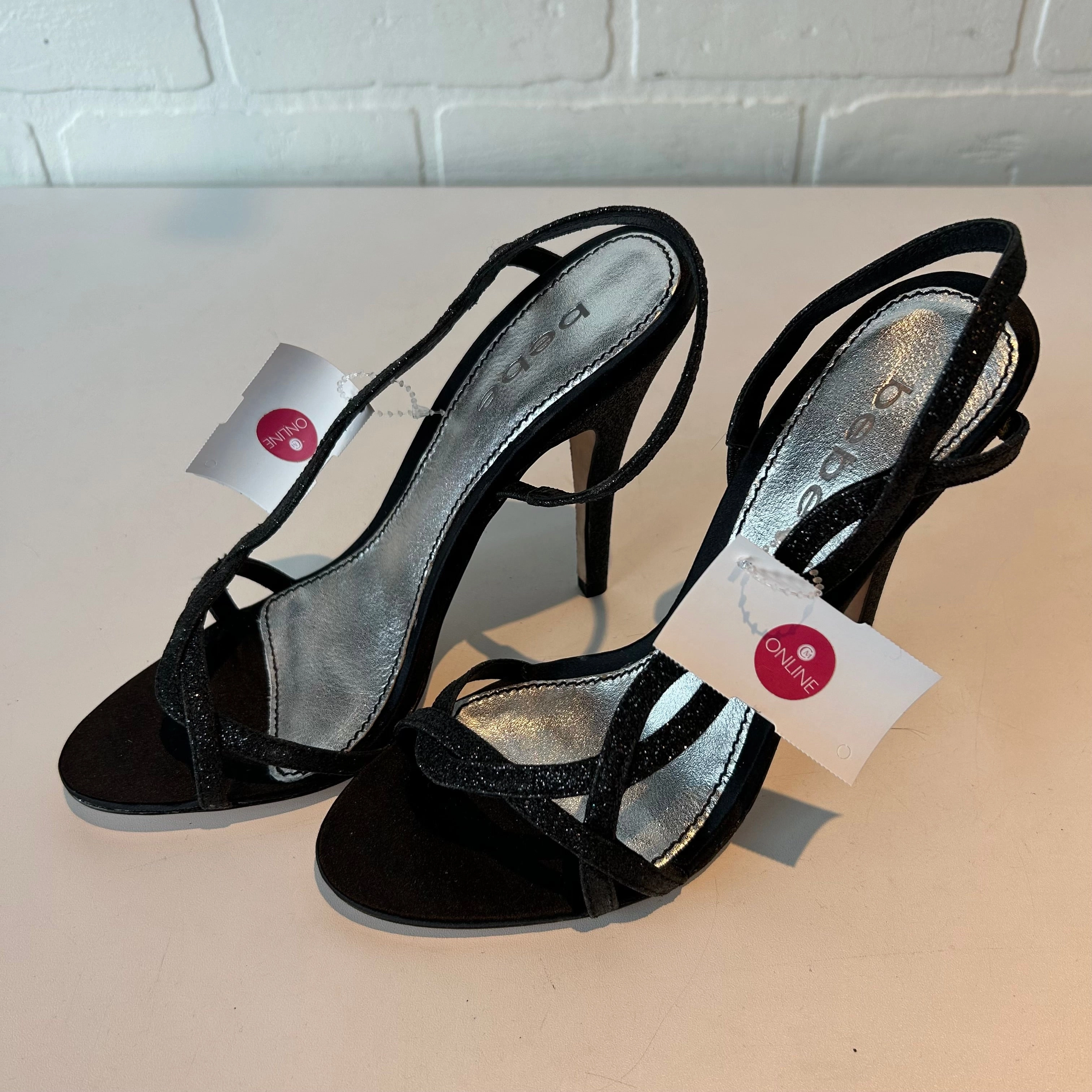 Sandals Heels Stiletto By Bebe In Black, Size: 7