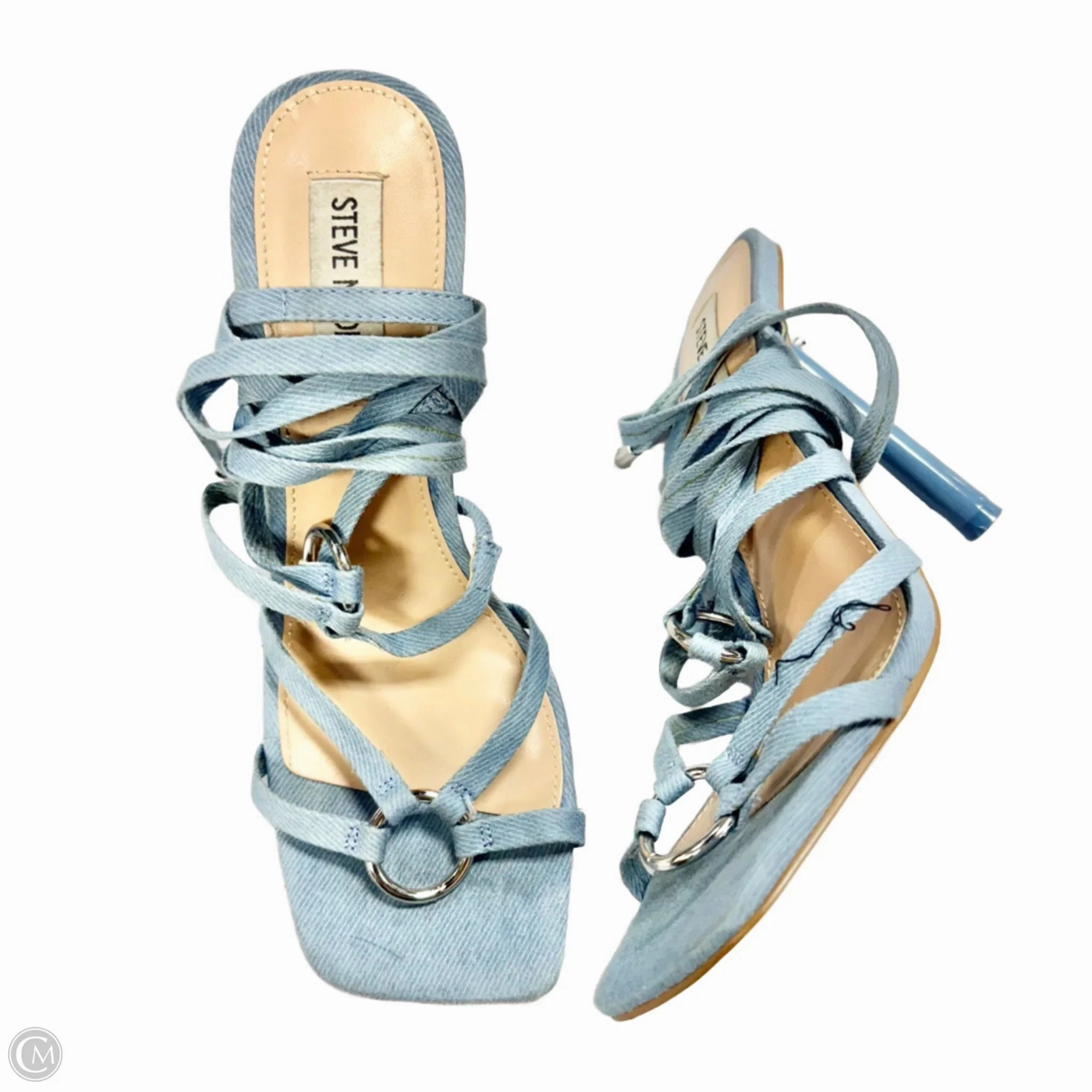 Sandals Heels Stiletto By Steve Madden In Blue Denim, Size: 7