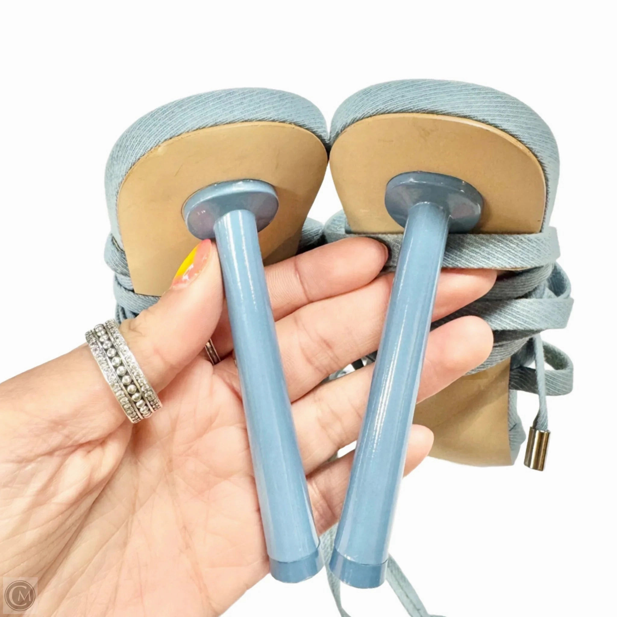 Sandals Heels Stiletto By Steve Madden In Blue Denim, Size: 7