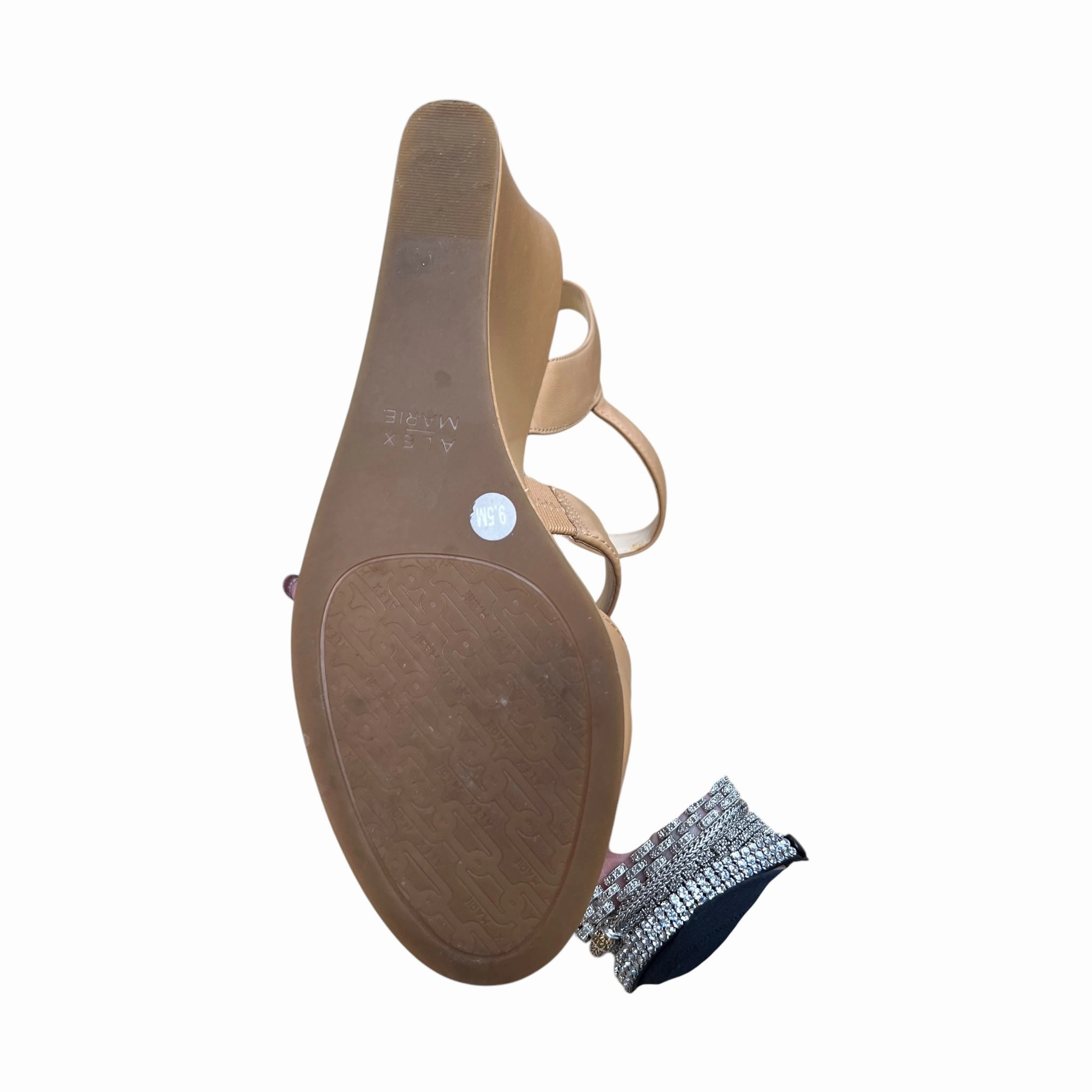 Sandals Heels Wedge By Alex Marie In Tan, Size:9.5