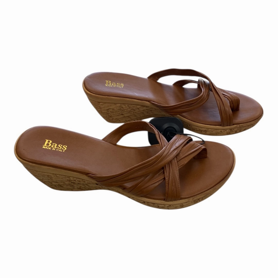 Sandals Heels Wedge By Bass In Brown, Size:7