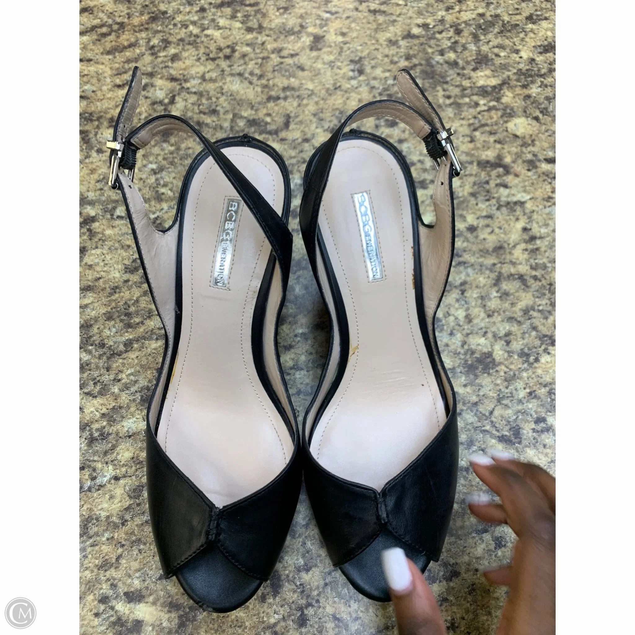Sandals Heels Wedge By Bcbg In Black, Size: 8.5