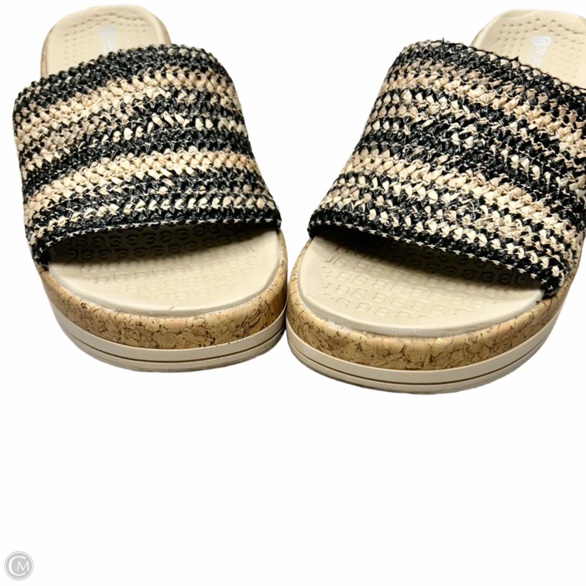 Sandals Heels Wedge By Bzees In Black & Tan, Size: 7.5