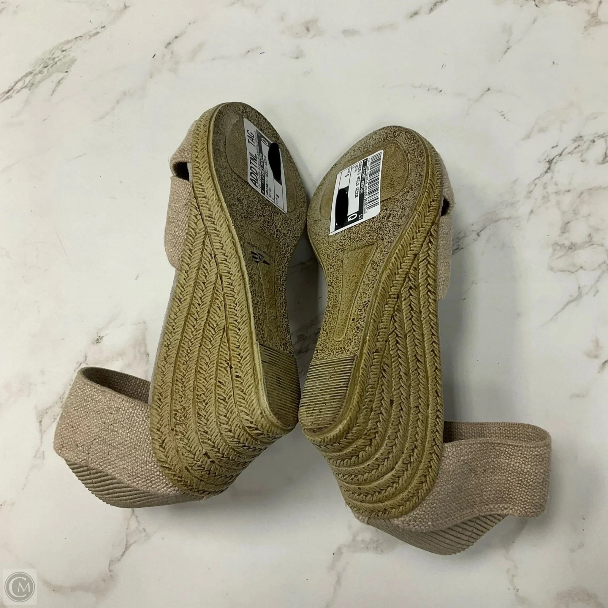 Sandals Heels Wedge By Clothes Mentor In Beige, Size: 6