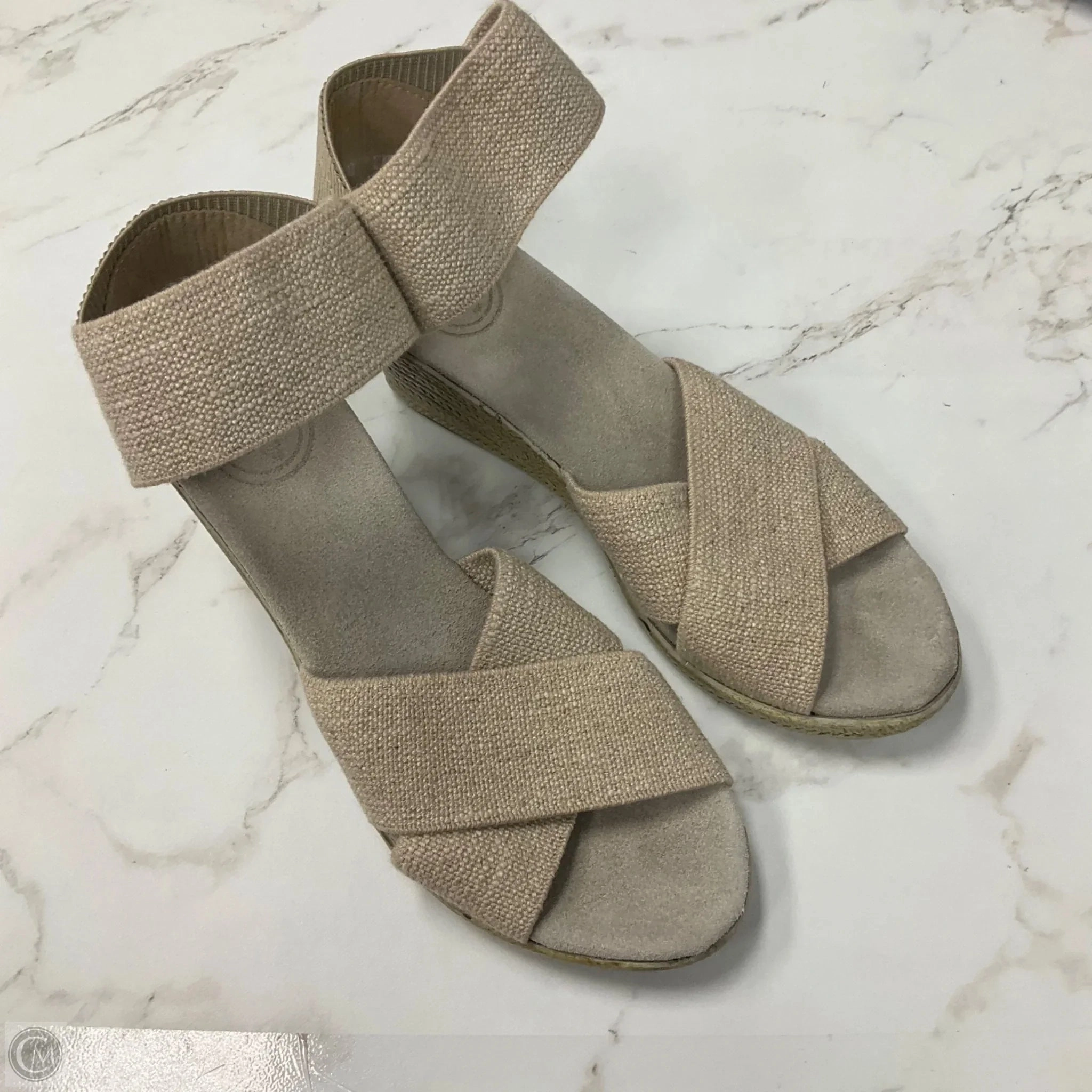Sandals Heels Wedge By Clothes Mentor In Beige, Size: 6