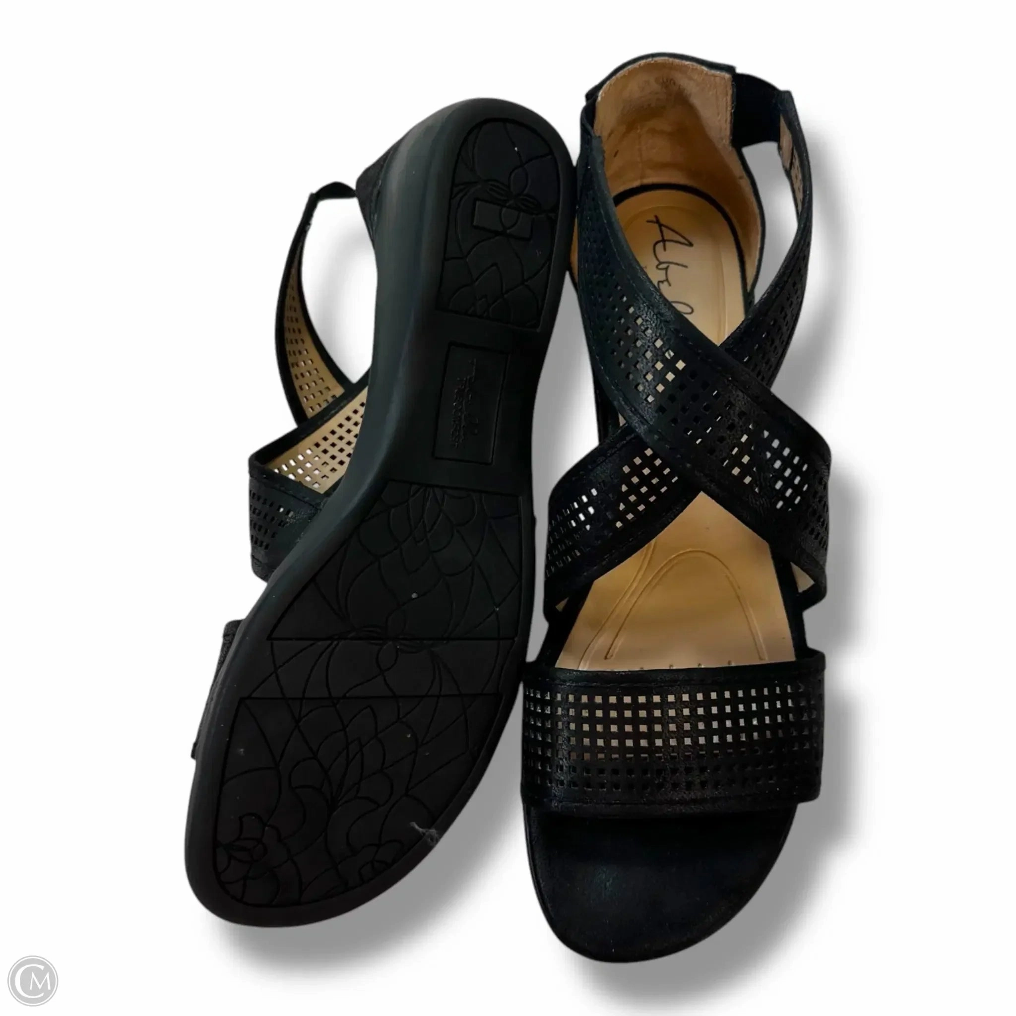 Sandals Heels Wedge By Clothes Mentor In Black, Size: 8