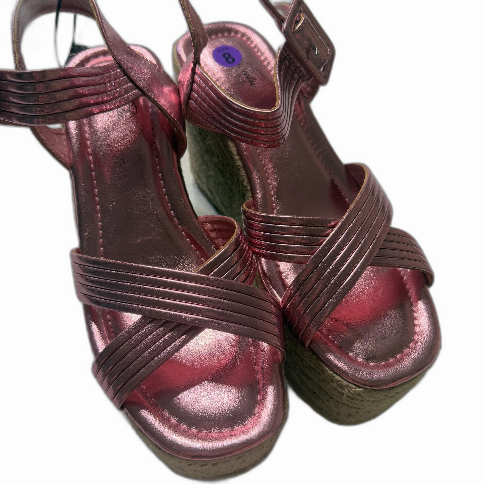 Sandals Heels Wedge By Clothes Mentor In Pink, Size: 8