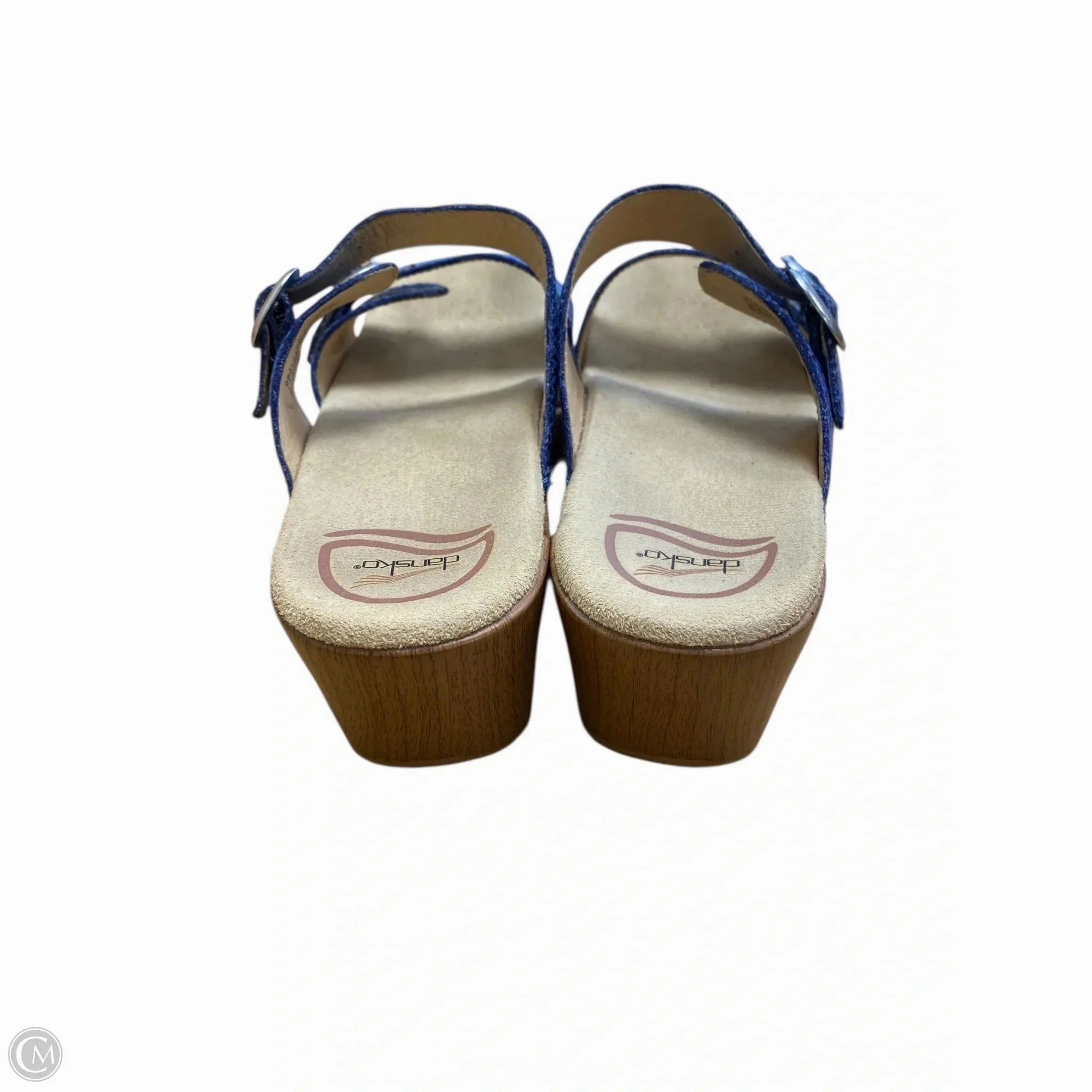 Sandals Heels Wedge By Dansko In Black & Blue, Size: