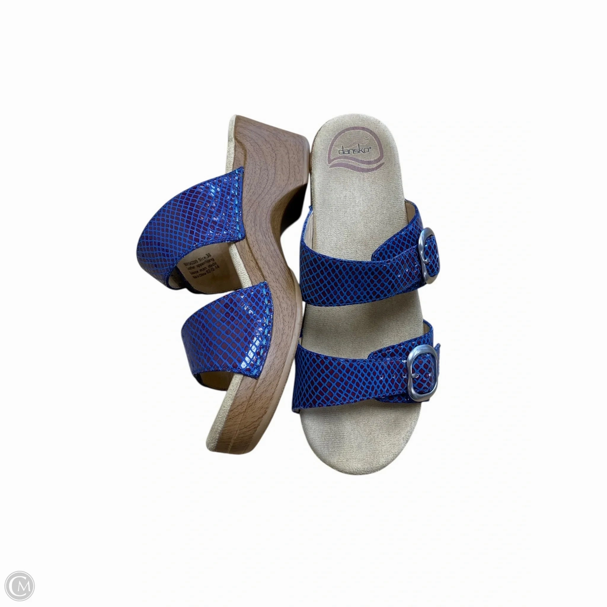Sandals Heels Wedge By Dansko In Black & Blue, Size: