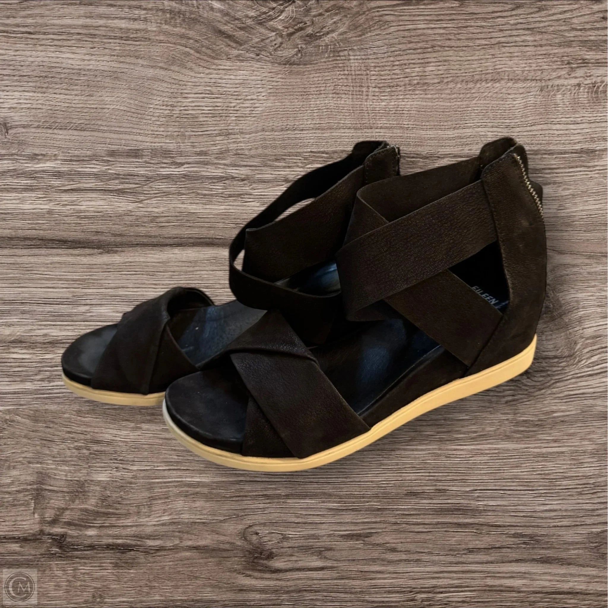 Sandals Heels Wedge By Eileen Fisher In Black, Size: 8