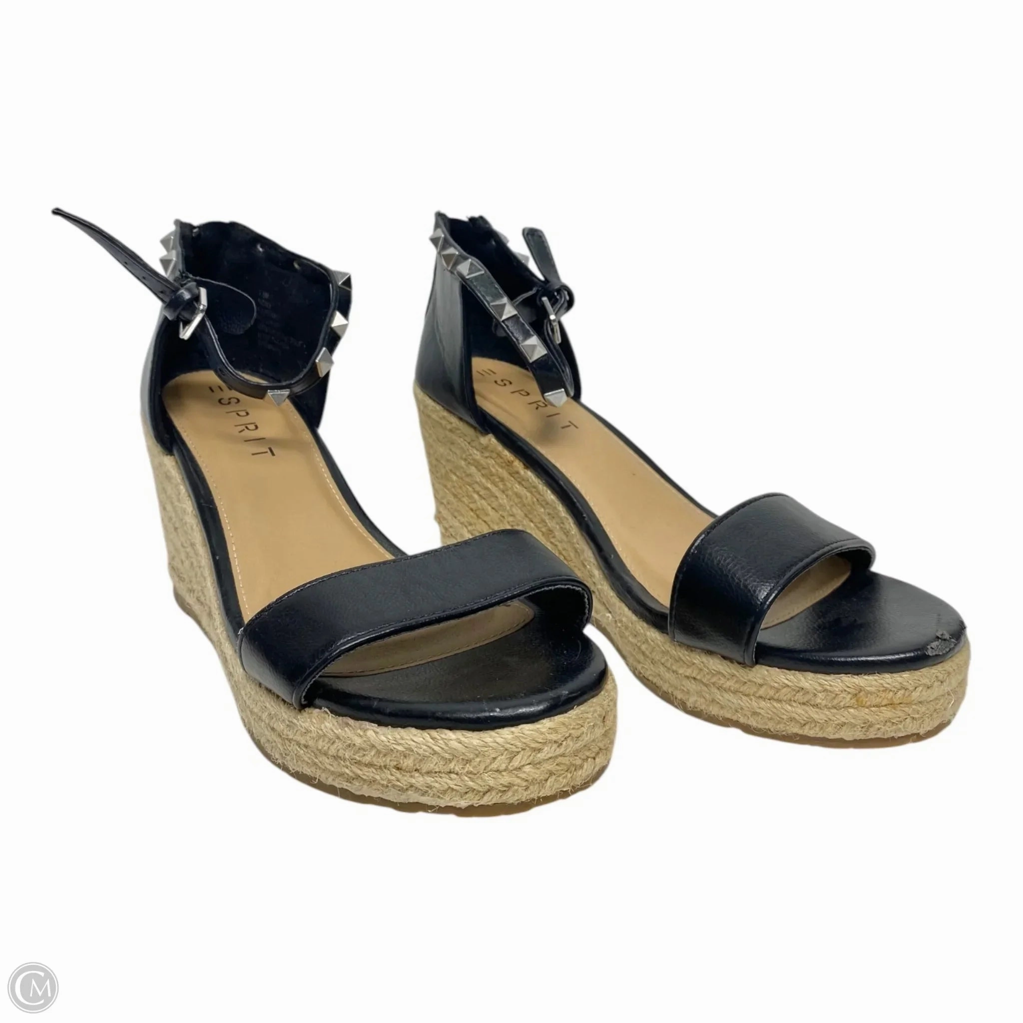 Sandals Heels Wedge By Esprit In Black, Size: 7.5
