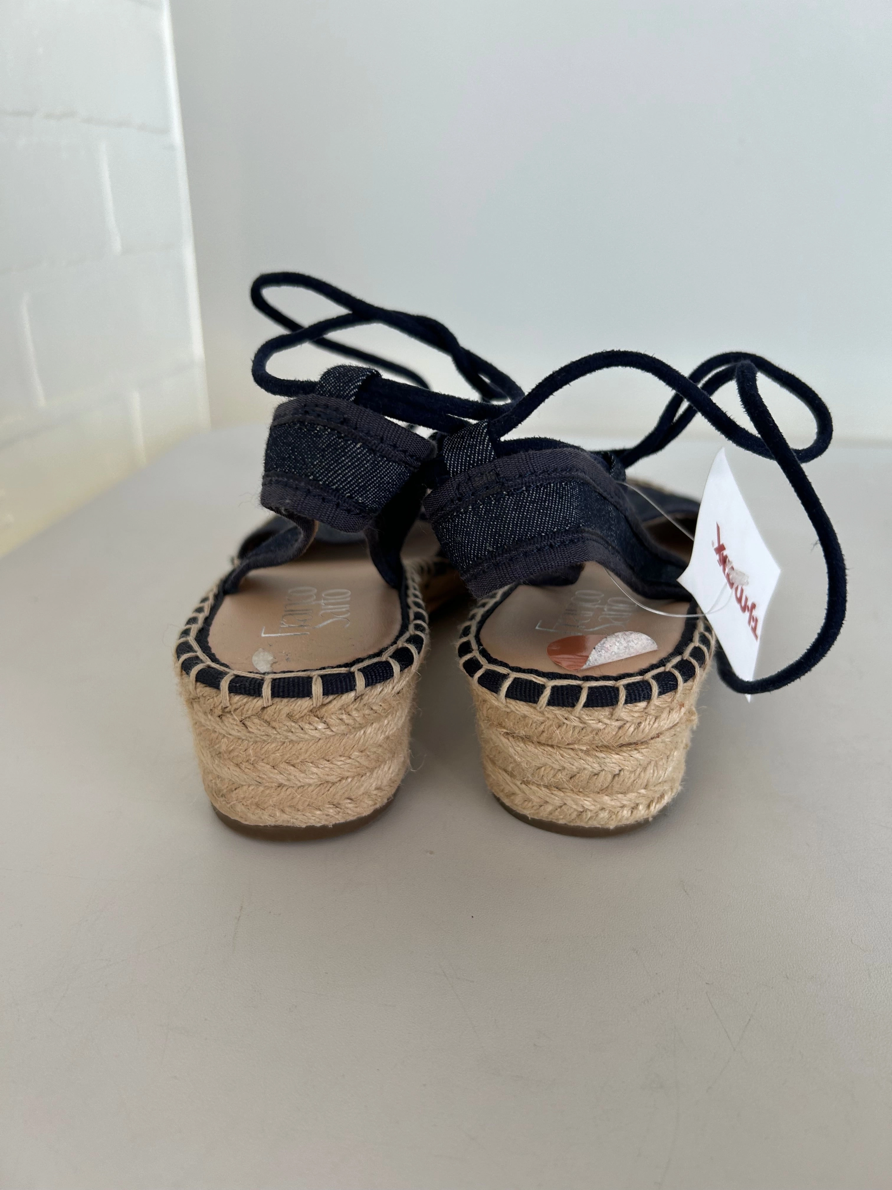 Sandals Heels Wedge By Franco Sarto In Blue & Tan, Size: 7
