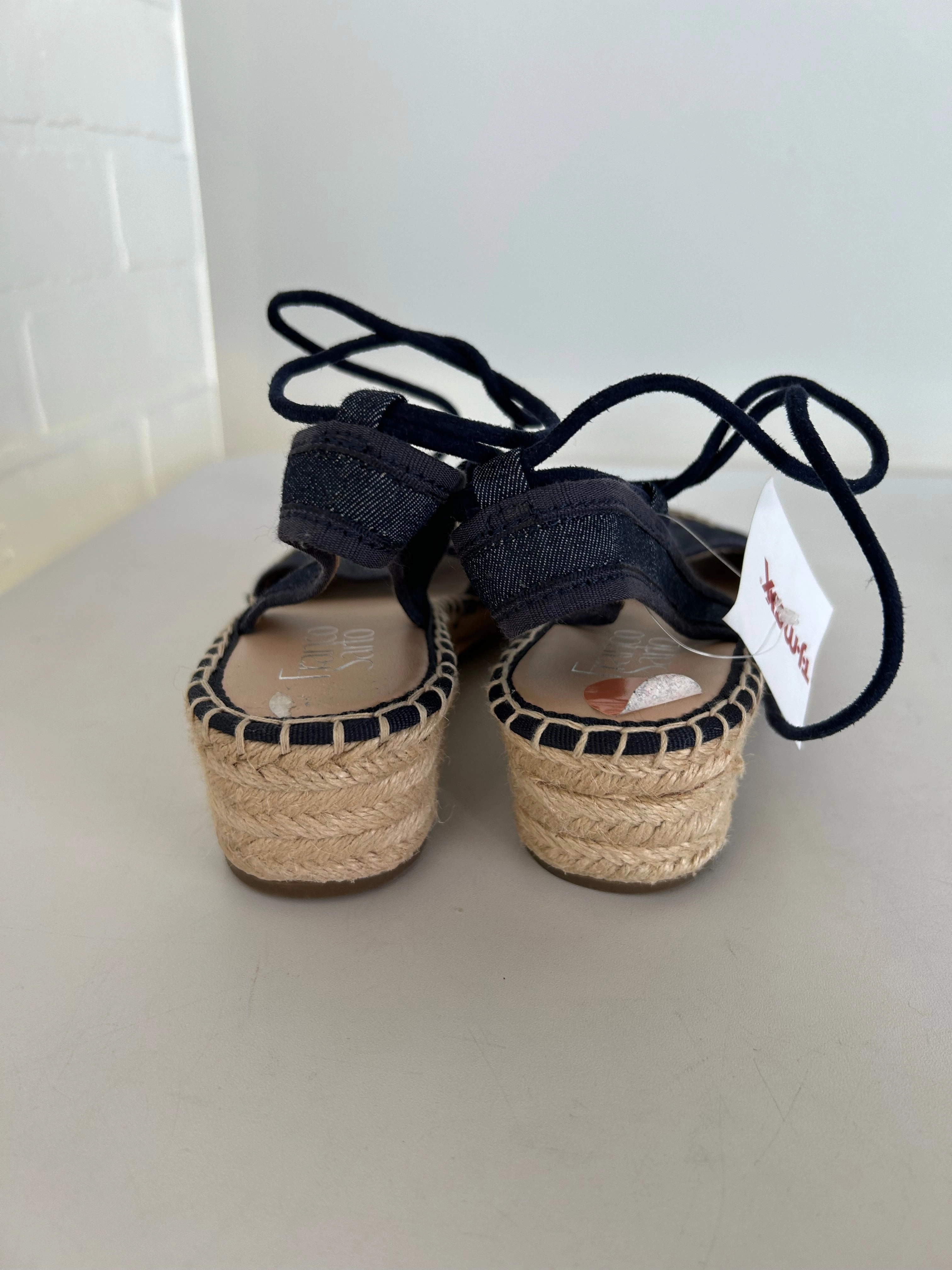 Sandals Heels Wedge By Franco Sarto In Blue & Tan, Size: 7