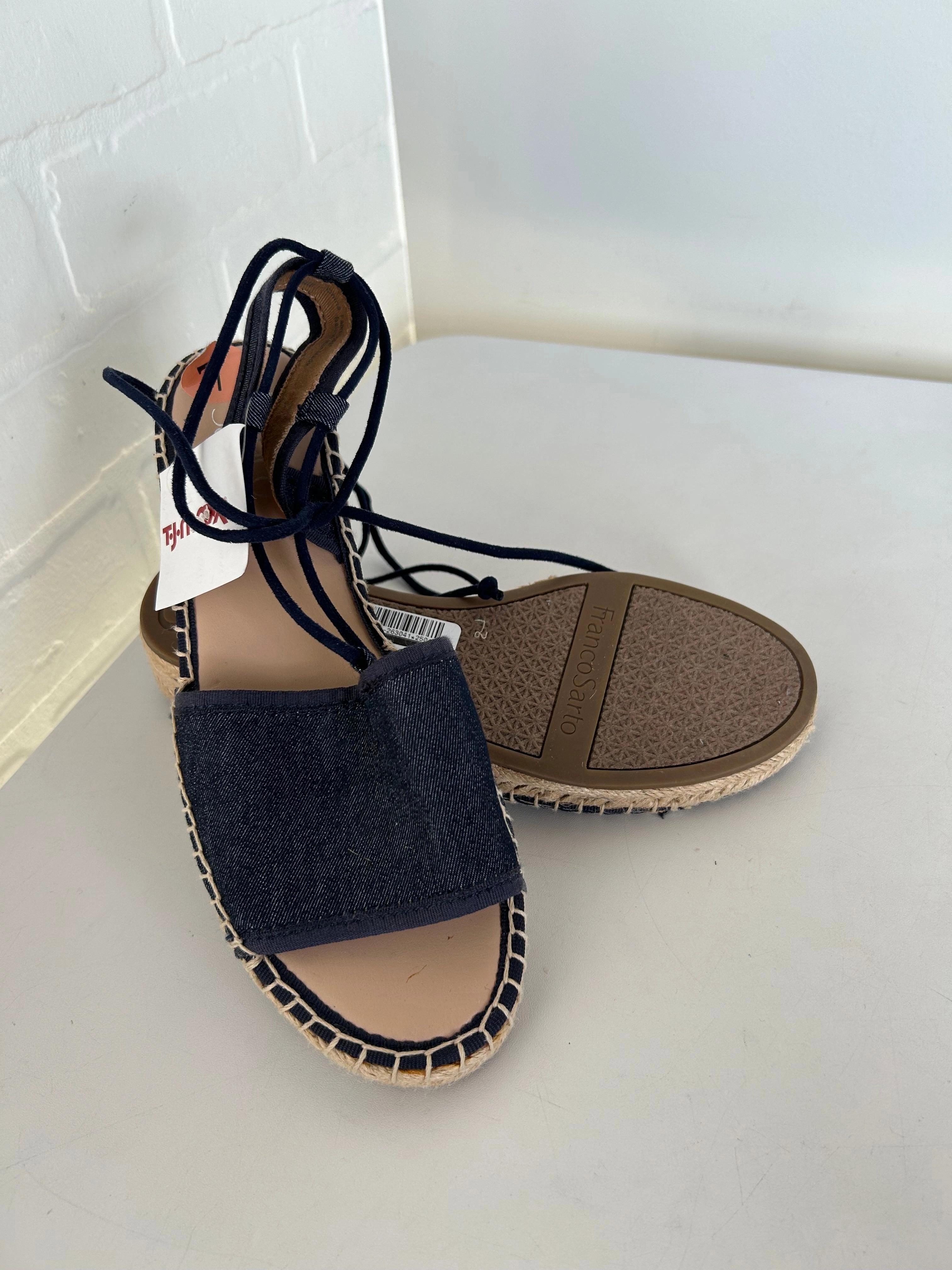 Sandals Heels Wedge By Franco Sarto In Blue & Tan, Size: 7