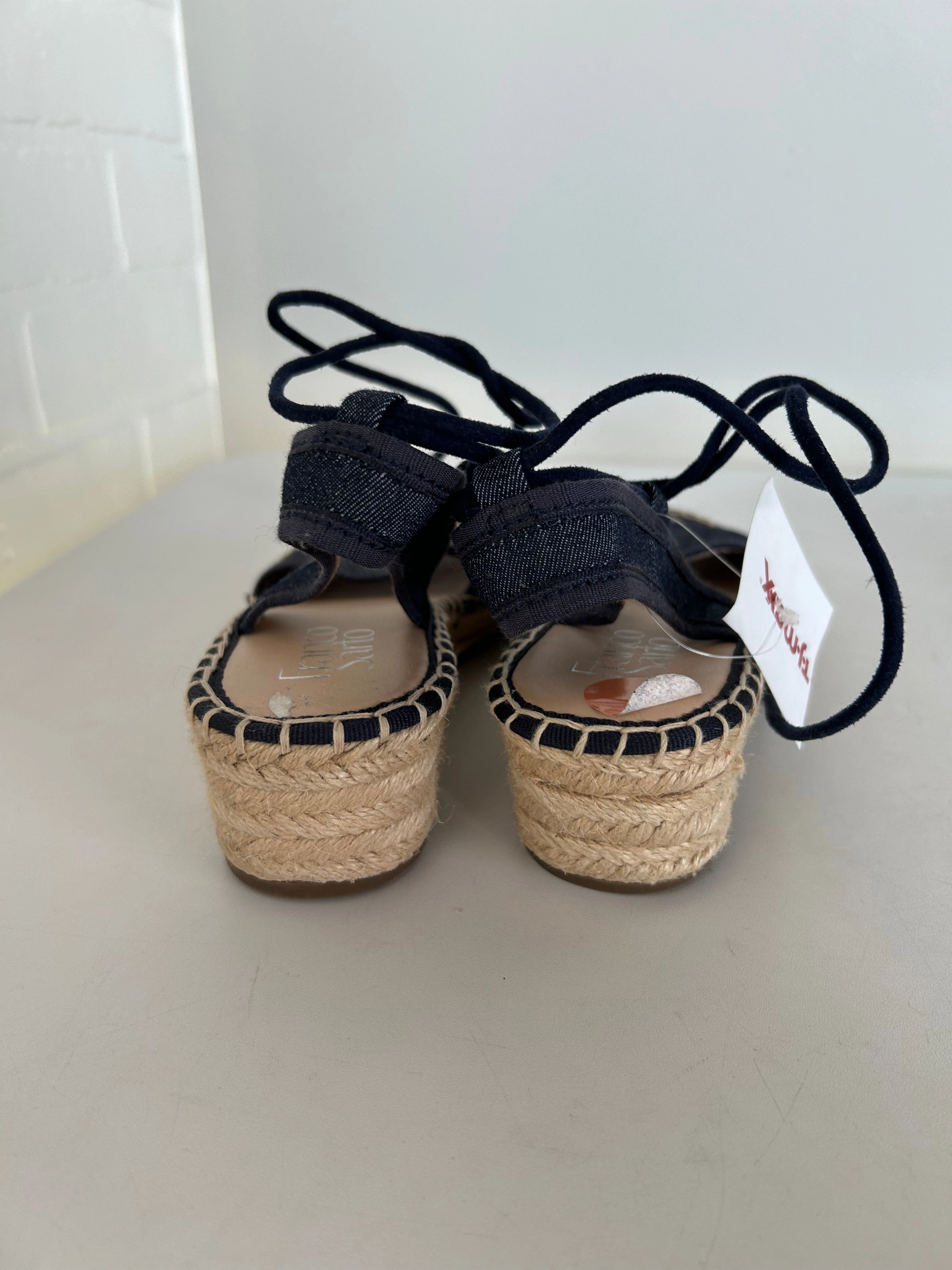 Sandals Heels Wedge By Franco Sarto In Blue & Tan, Size: 7