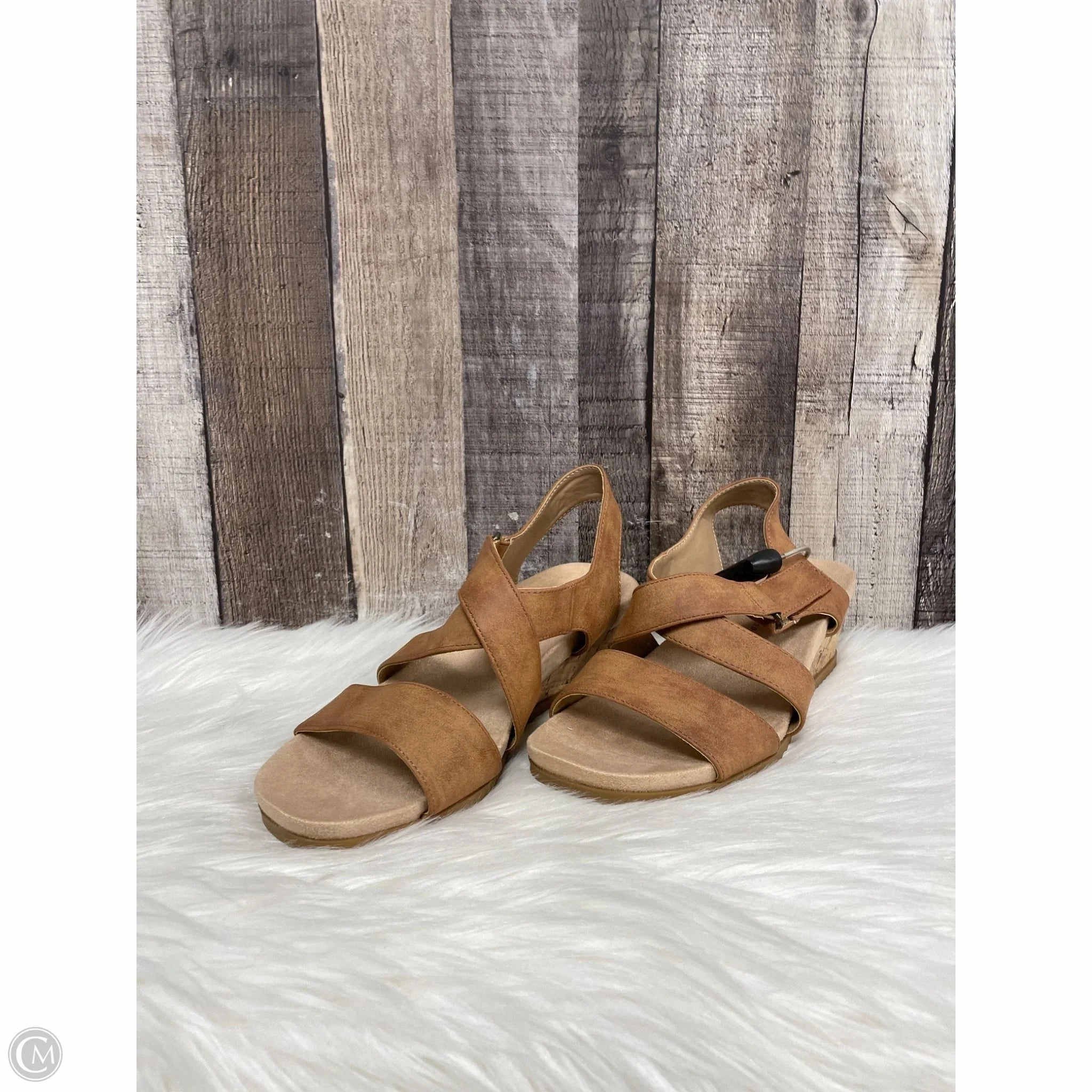 Sandals Heels Wedge By Life Stride In Tan, Size: 7.5