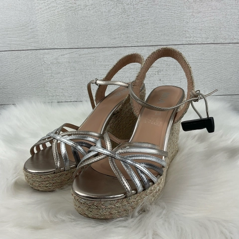 Sandals Heels Wedge By Mia In Cream, Size: 10