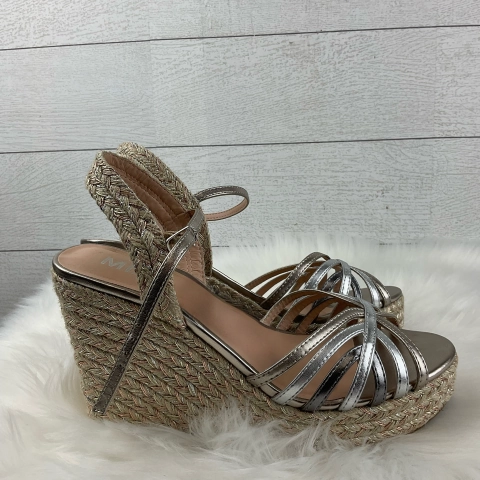 Sandals Heels Wedge By Mia In Cream, Size: 10