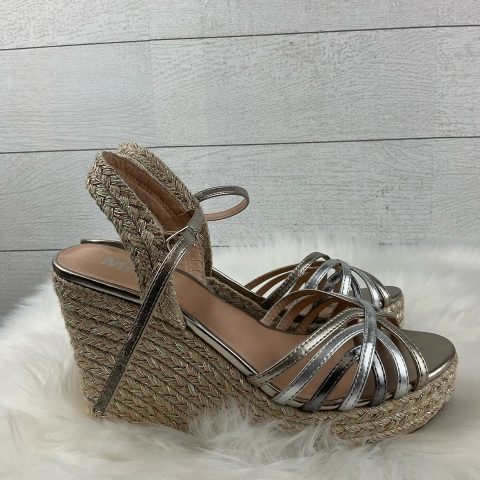 Sandals Heels Wedge By Mia In Cream, Size: 10