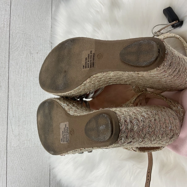 Sandals Heels Wedge By Mia In Cream, Size: 10