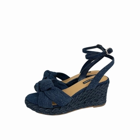 Sandals Heels Wedge By Nine West In Blue Denim, Size:8