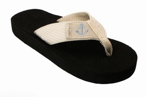 Seersucker Tan Anchor Sandals