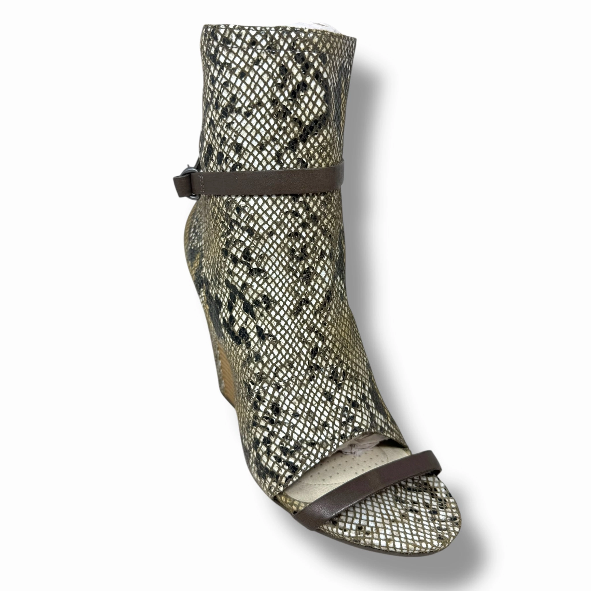 Sevan Desert Snake Leather Open Toe Booties By Tsubo In Snakeskin Print, Size: 10