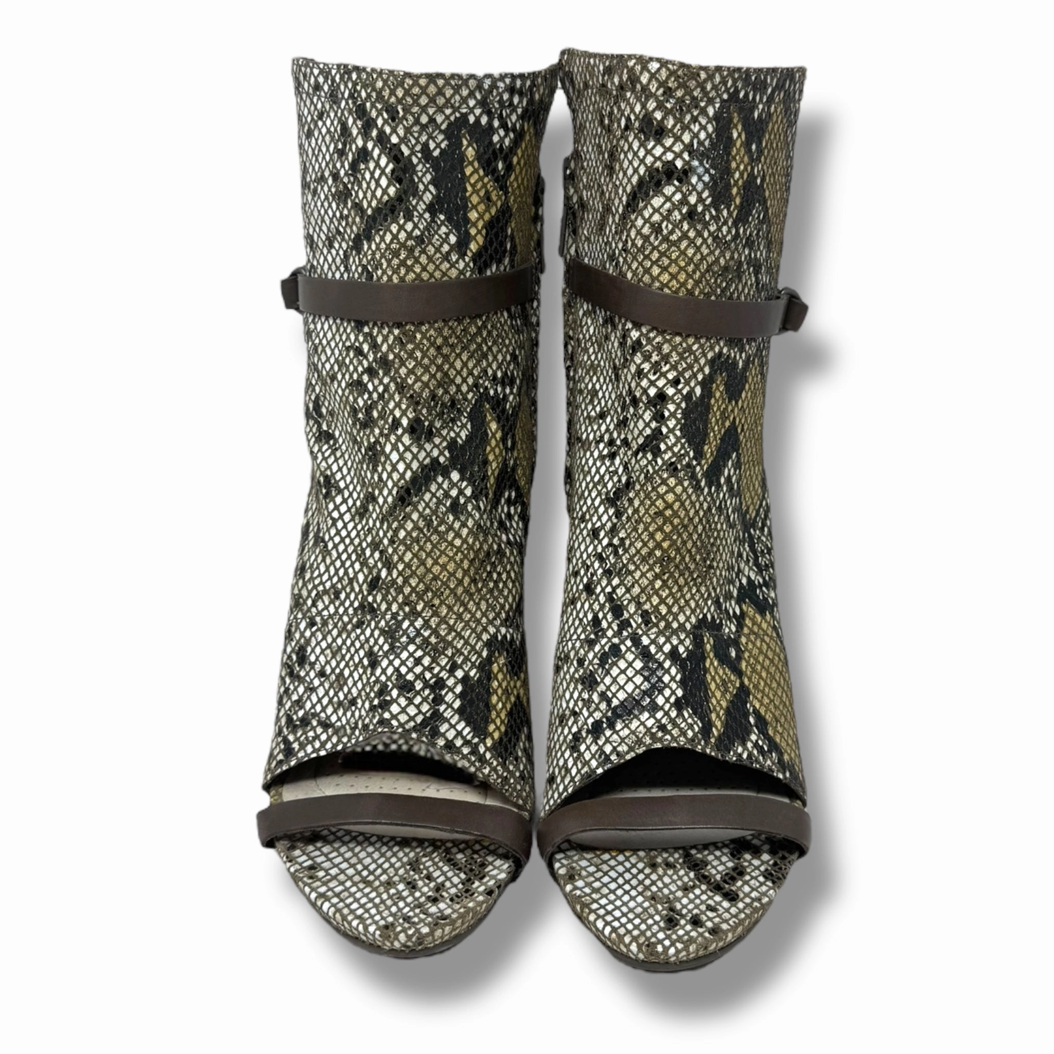 Sevan Desert Snake Leather Open Toe Booties By Tsubo In Snakeskin Print, Size: 10