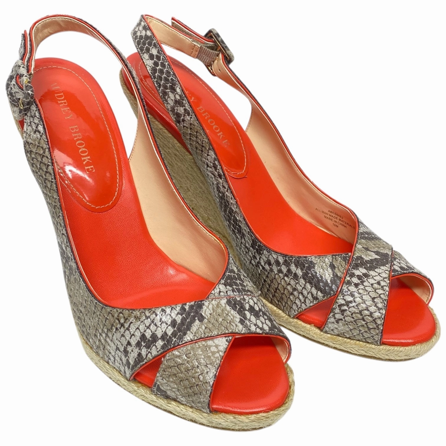 Shoes Heels Wedge By Audrey Brooke In Snakeskin Print, Size: 10