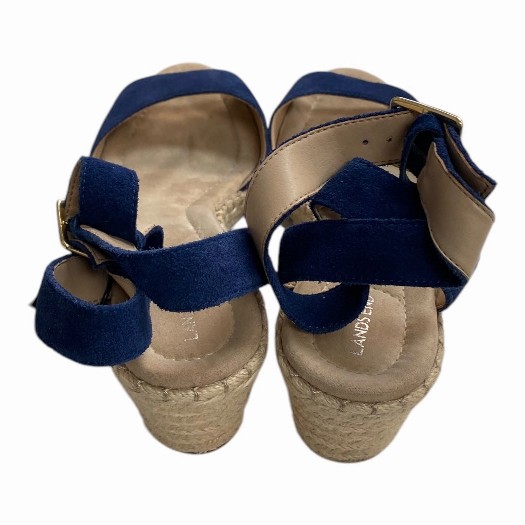 Shoes Heels Wedge By Lands End In Blue & Cream, Size:9