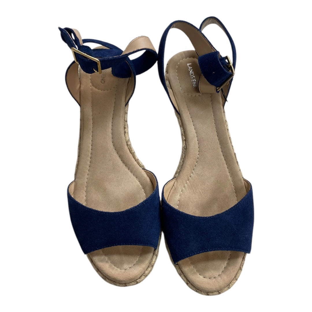 Shoes Heels Wedge By Lands End In Blue & Cream, Size:9