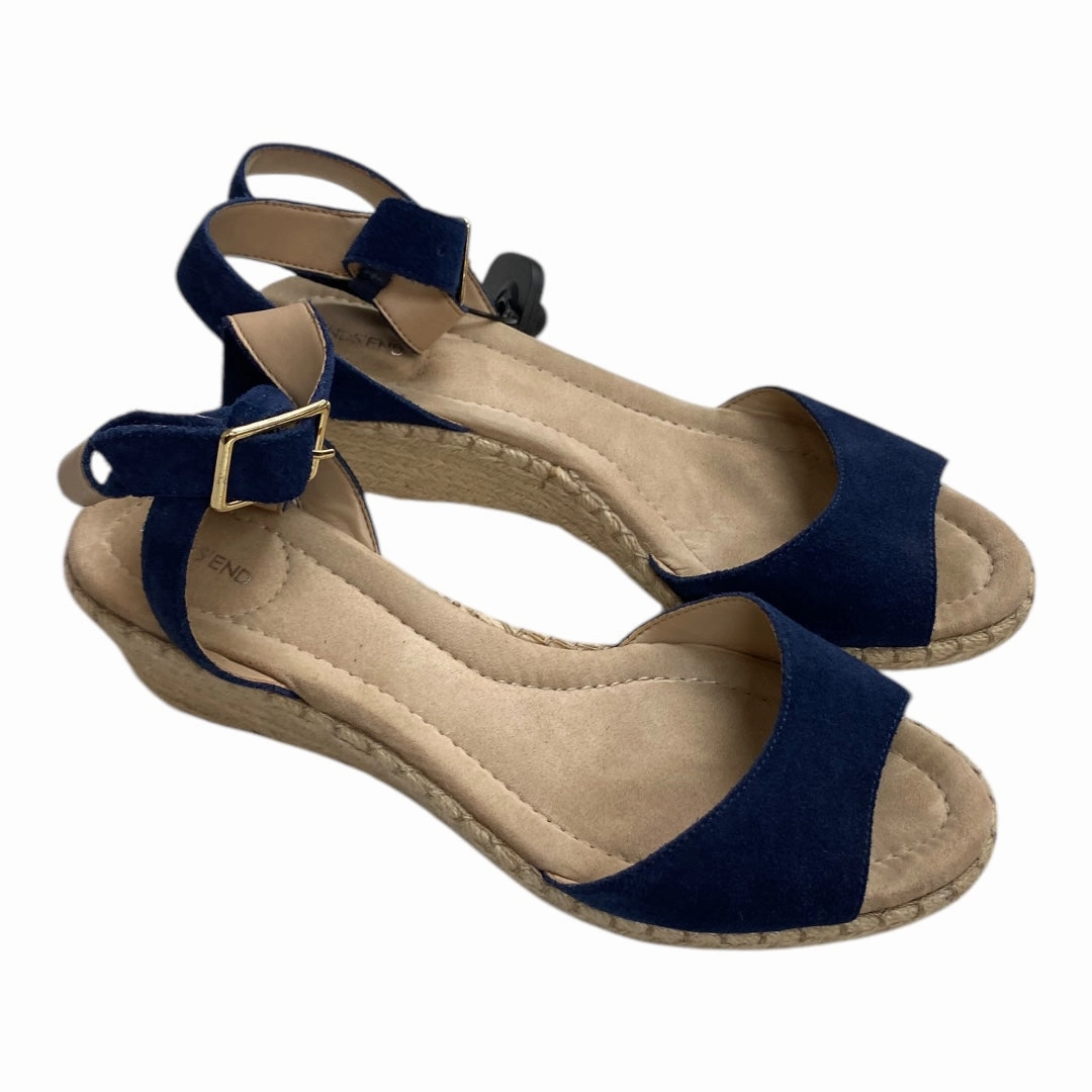 Shoes Heels Wedge By Lands End In Blue & Cream, Size:9