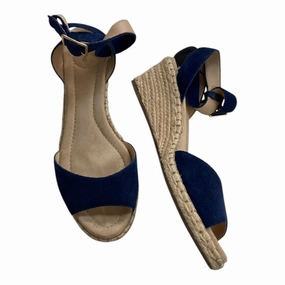 Shoes Heels Wedge By Lands End In Blue & Cream, Size:9