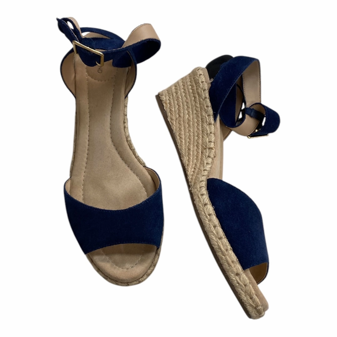Shoes Heels Wedge By Lands End In Blue & Cream, Size:9