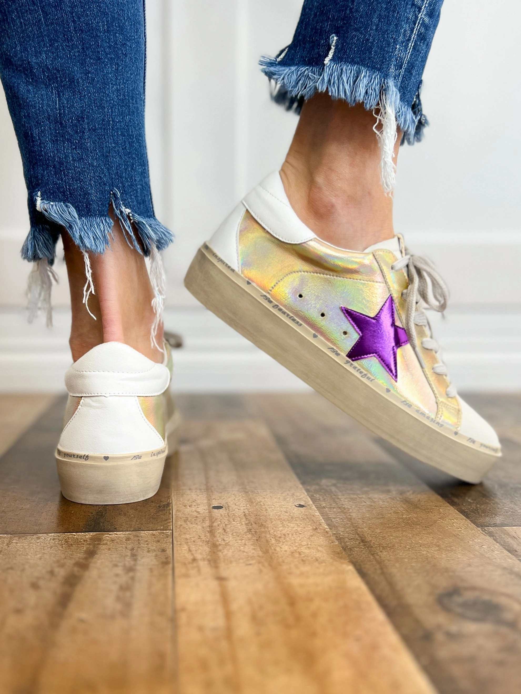 Shu Shop Reba Gold Iridescent Sneaker