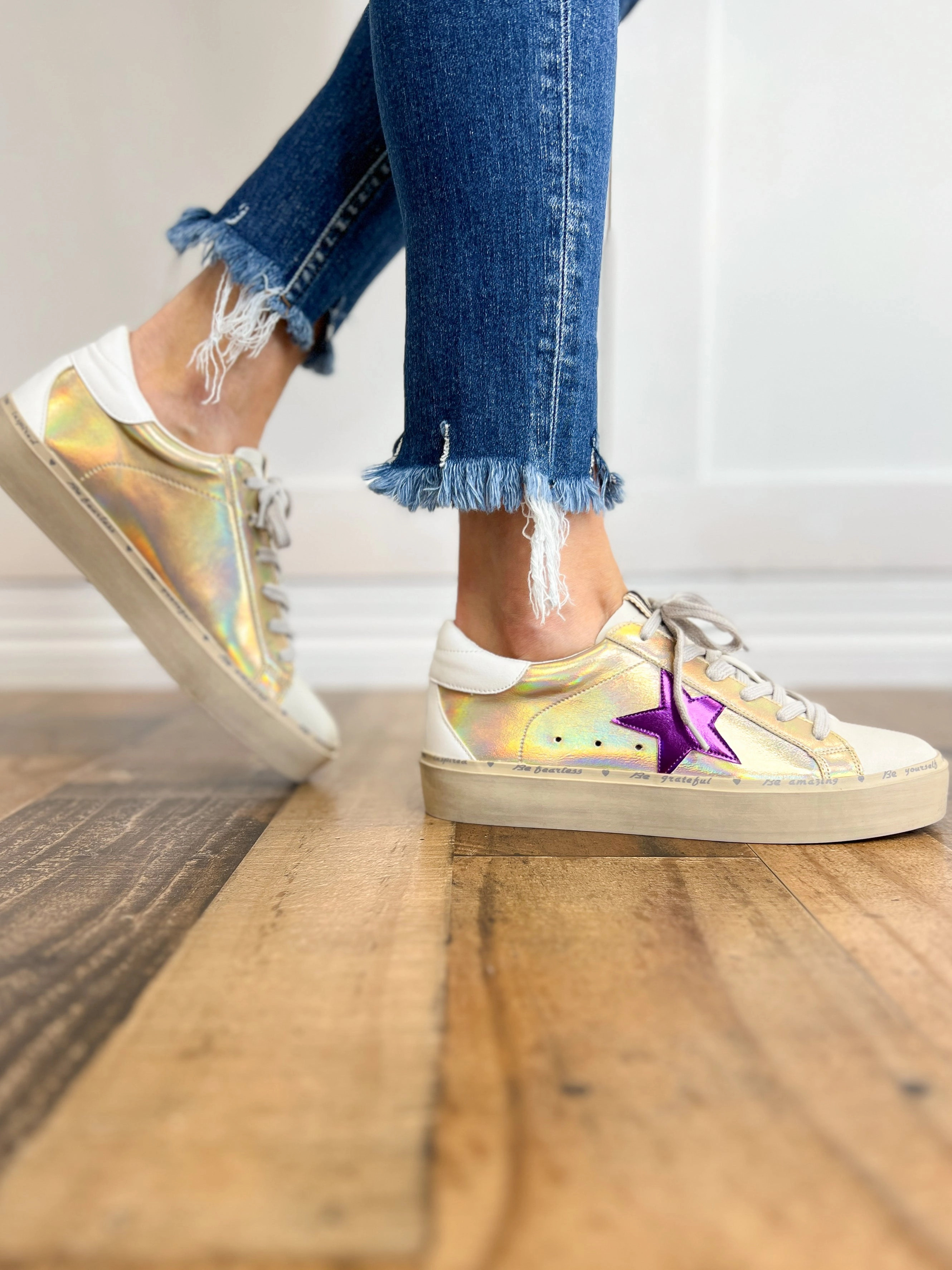 Shu Shop Reba Gold Iridescent Sneaker