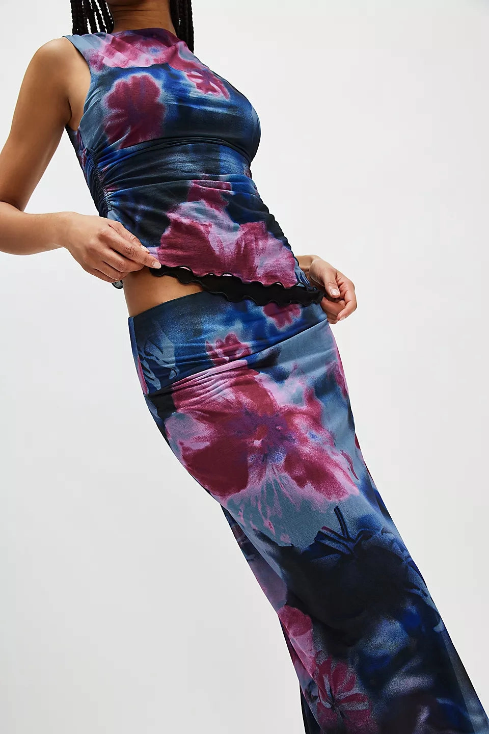 Sunset Mesh Midi Skirt - Night Boardwalk Combo