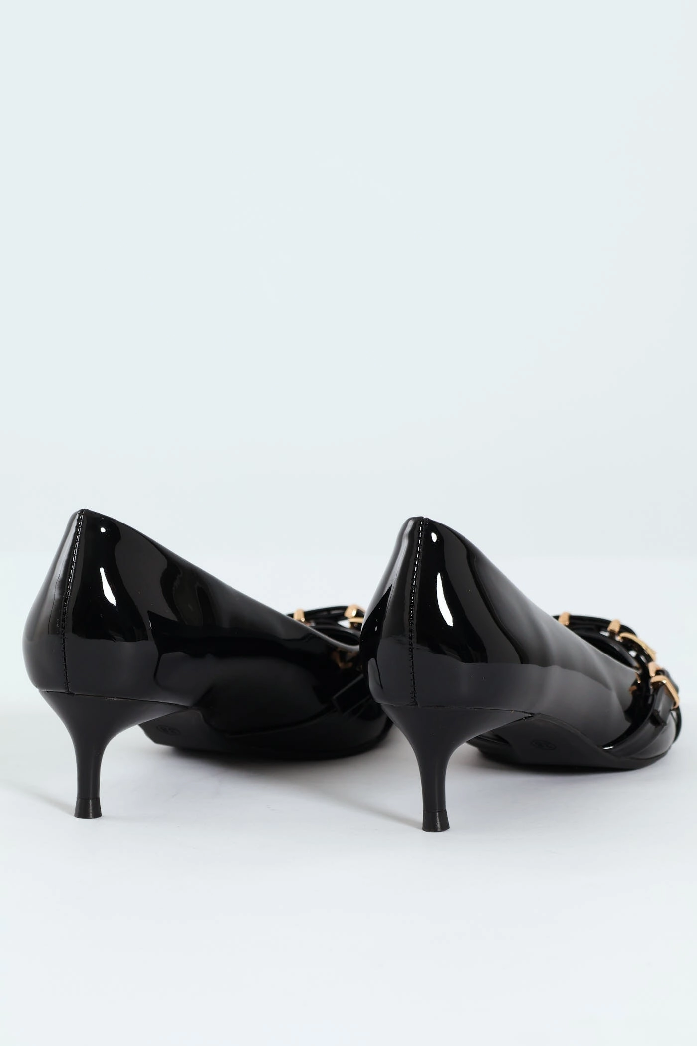 Tait 1 Pointed Toe Buckle Kitten Court Heel - Black