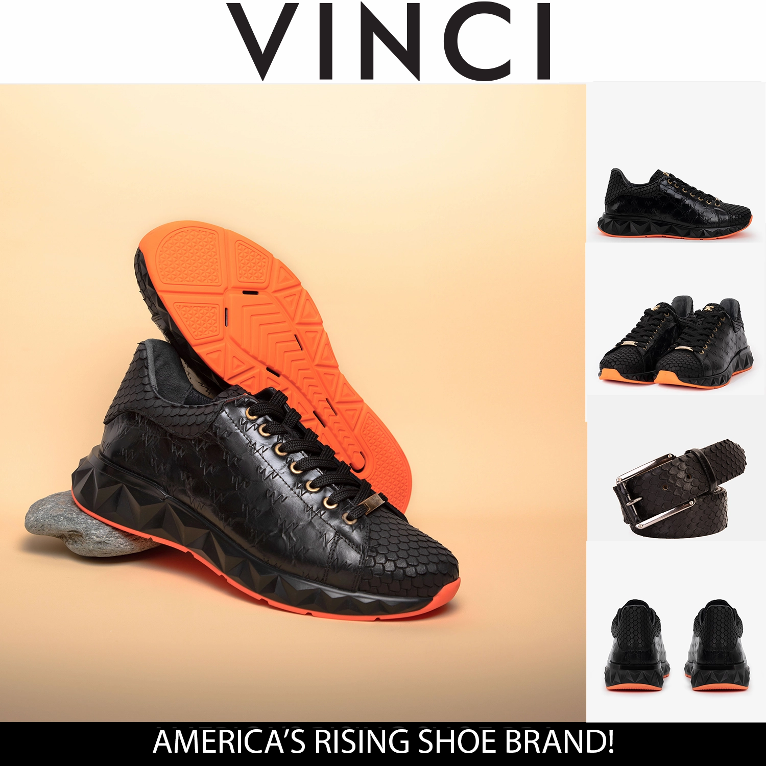 The Caesars Black Leather  Men Sneaker