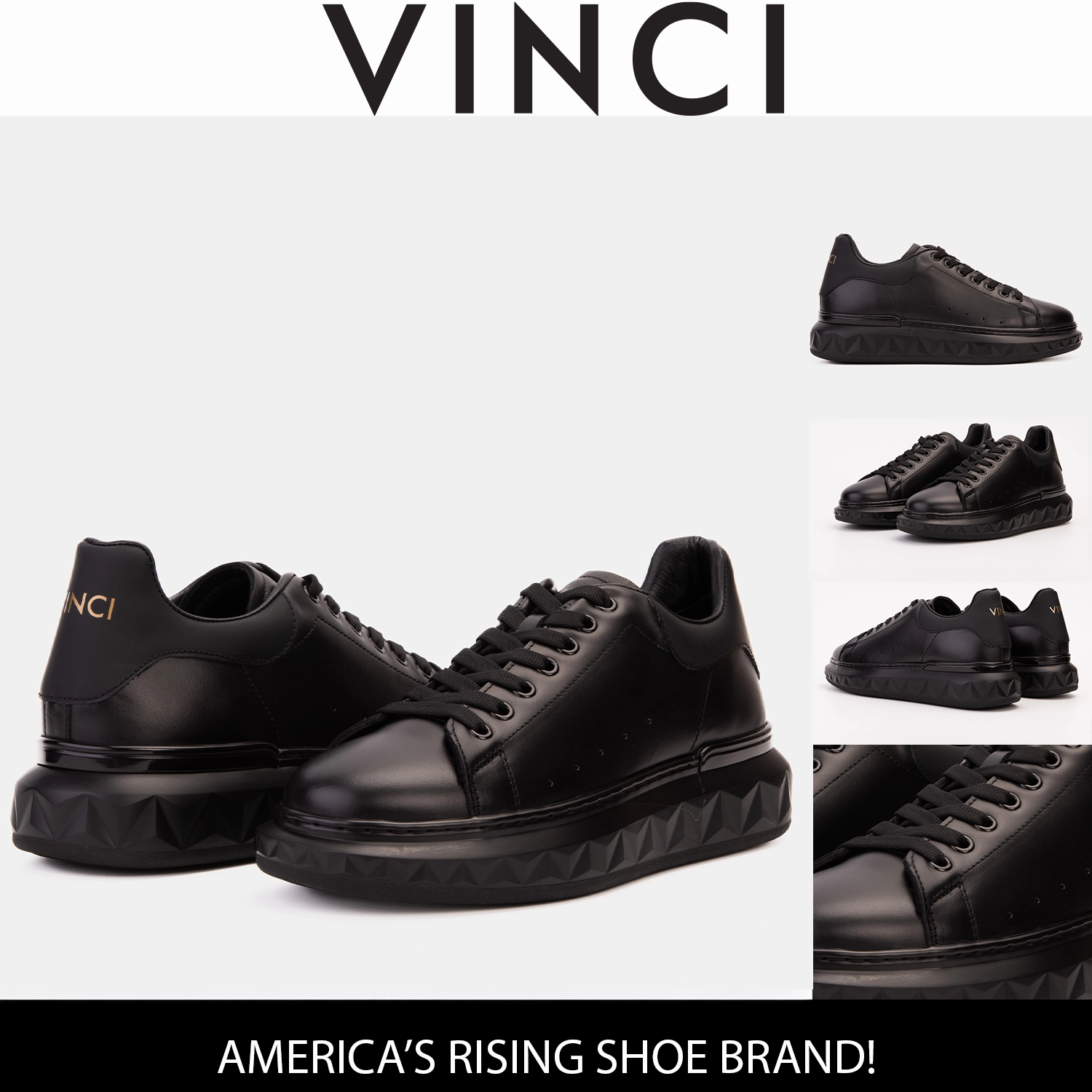 The Linq   Black Leather Men Sneaker