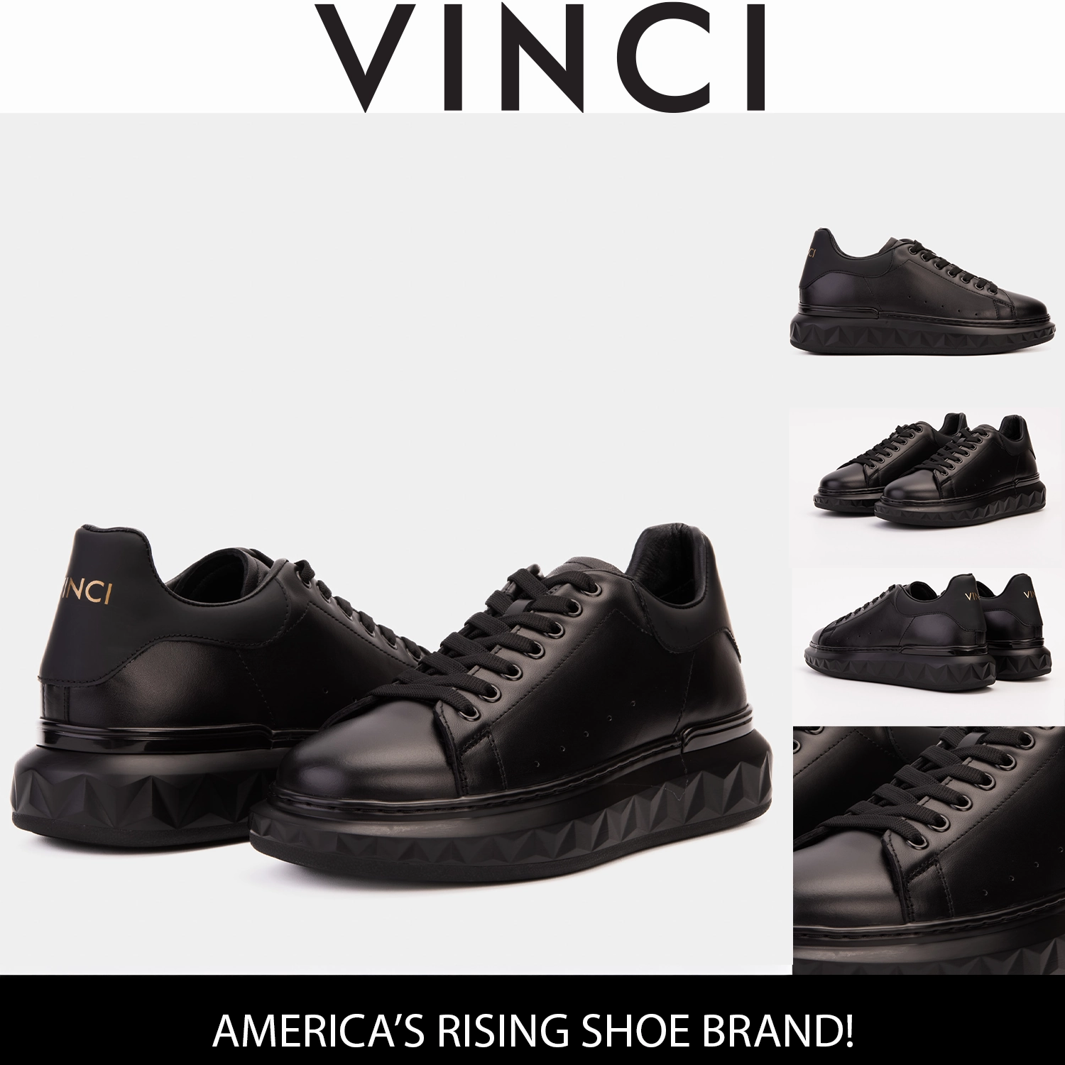 The Linq   Black Leather Men Sneaker