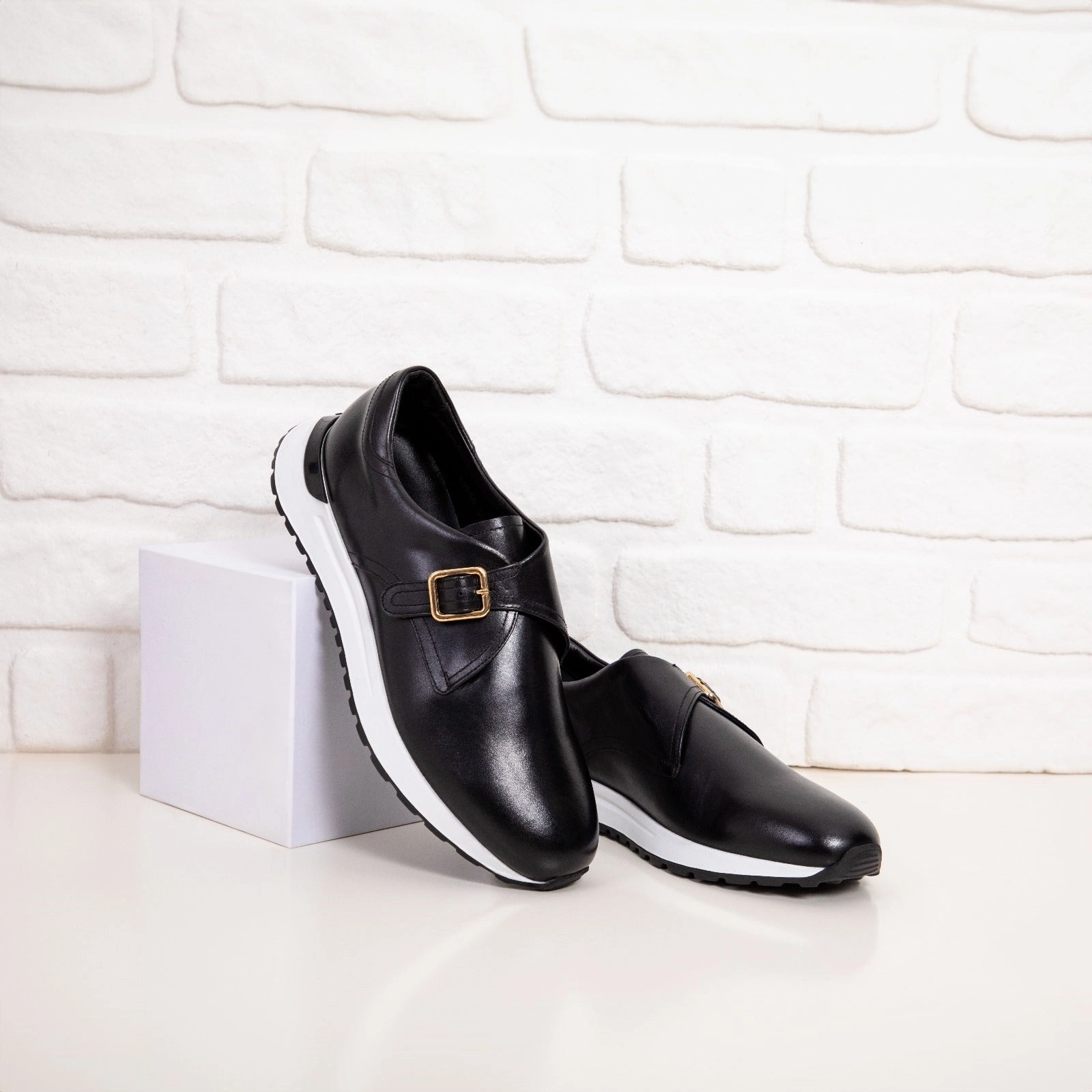 The Luxe Black Buffalo Leather Women Sneaker