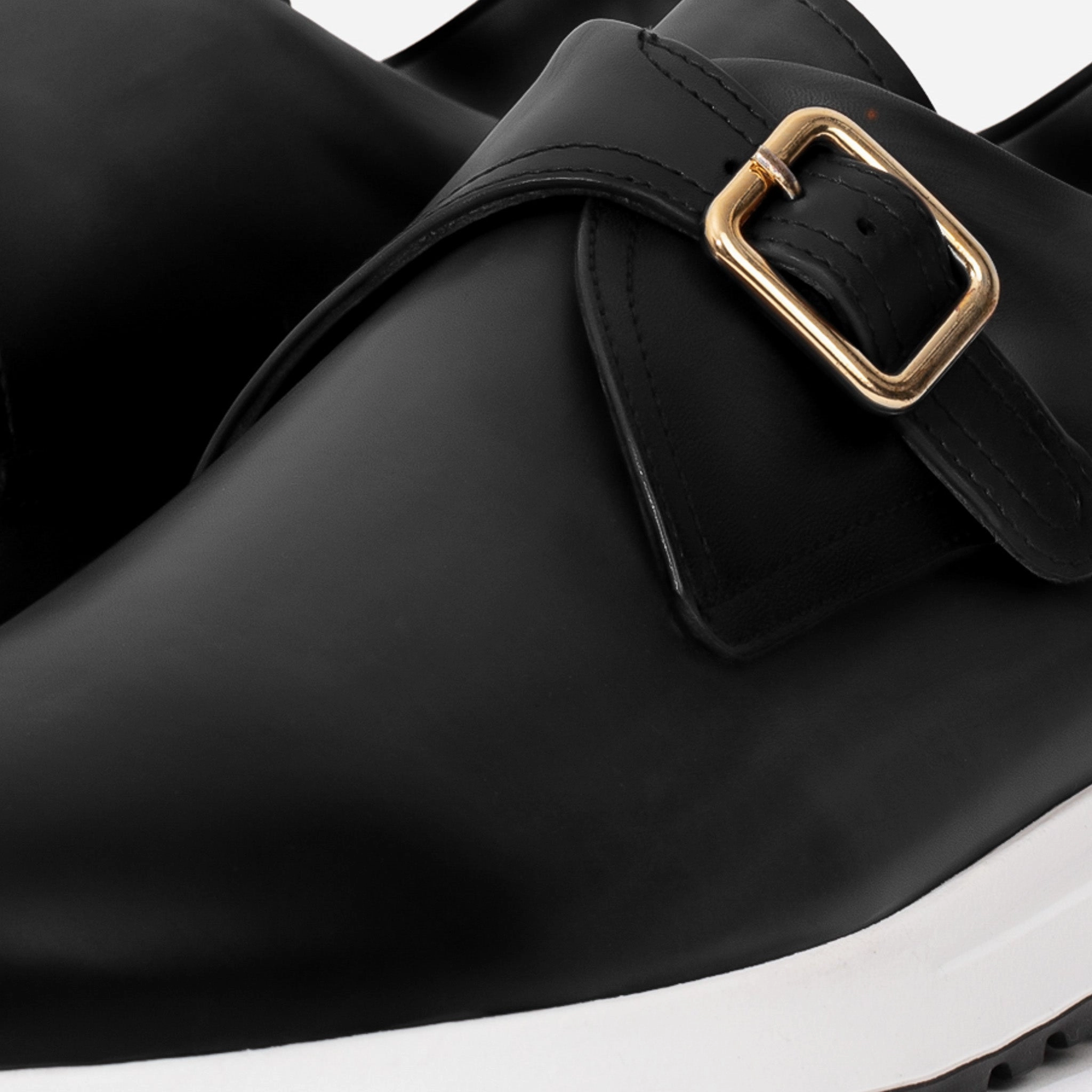 The Luxe Black Buffalo Leather Women Sneaker