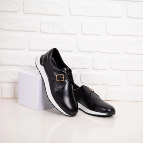 The Luxe Black Buffalo Leather Women Sneaker