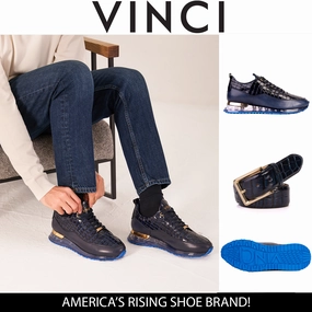 The Marseille Navy Blue Leather Men Sneaker