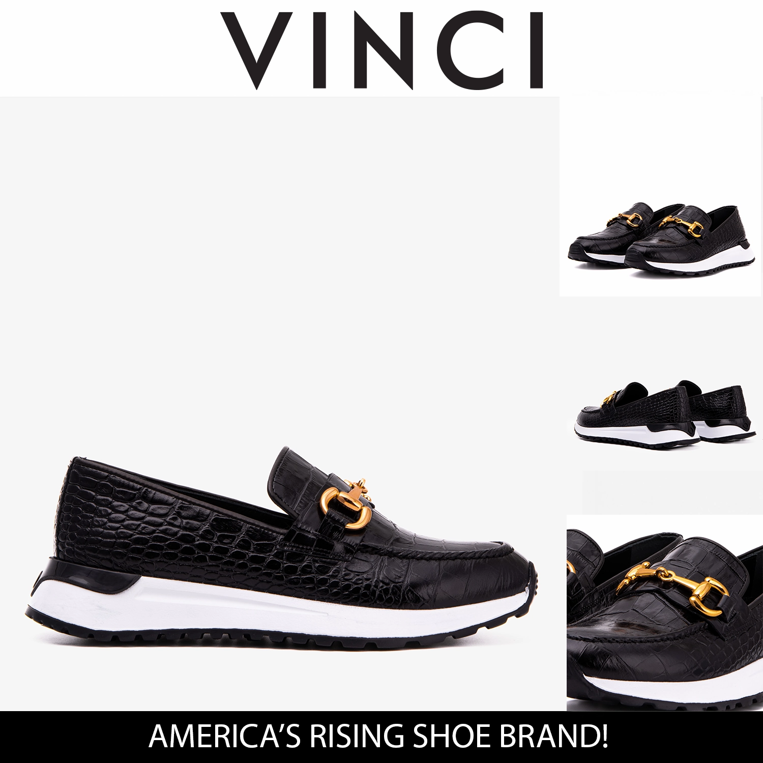 The Milan Black  Croc-Embossed Leather Women Sneaker