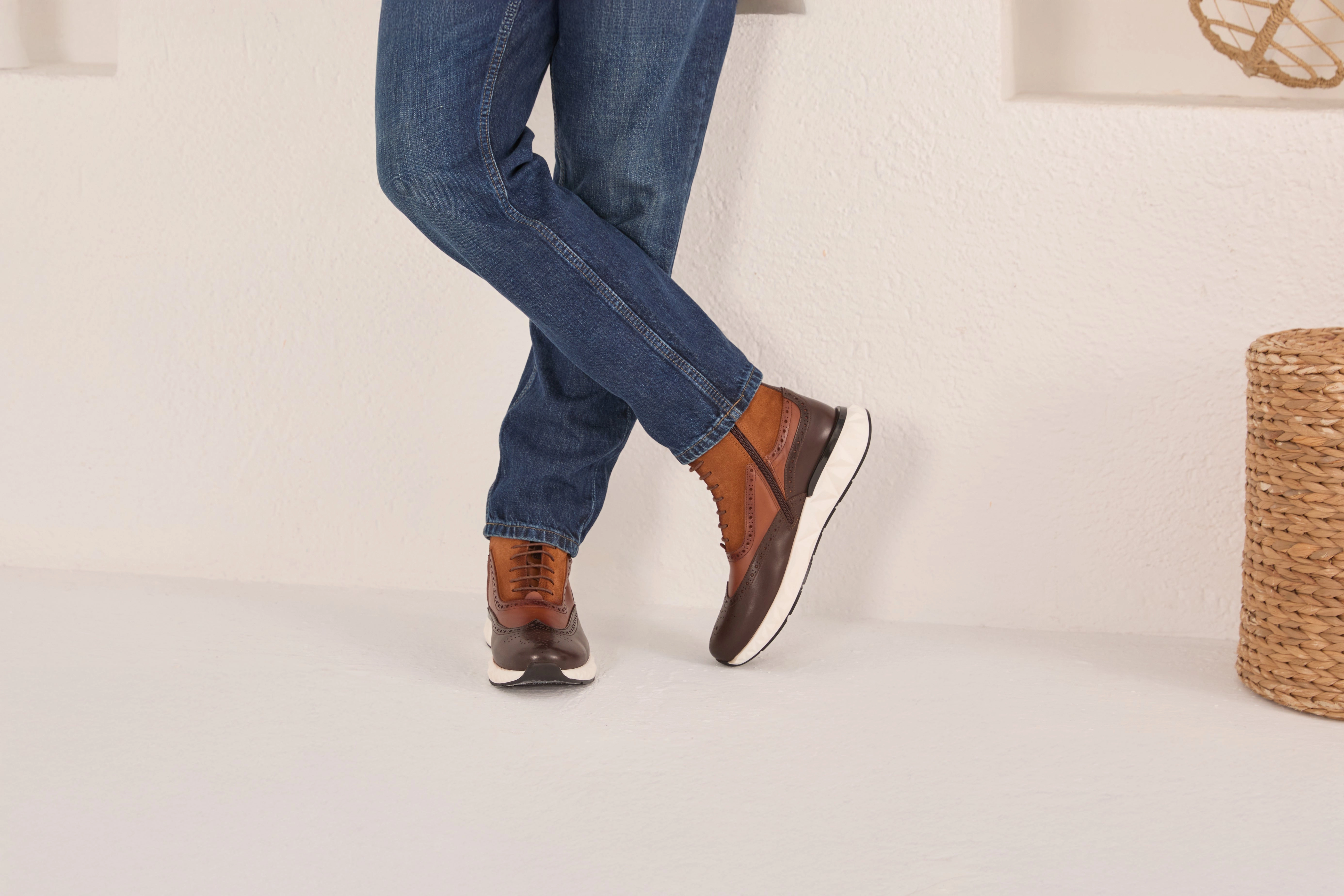 The Regent Brown Leather Wingtip Brogue Men Casual Boot