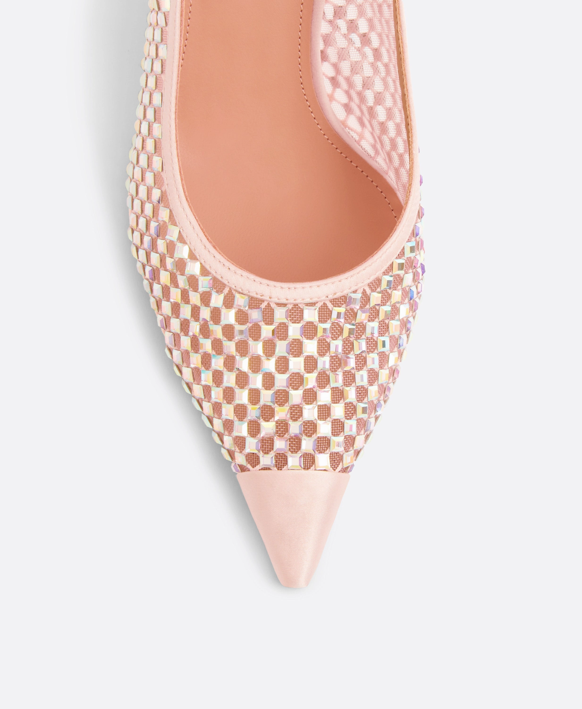 Vesper 70 Pink Crystal Satin Slingbacks